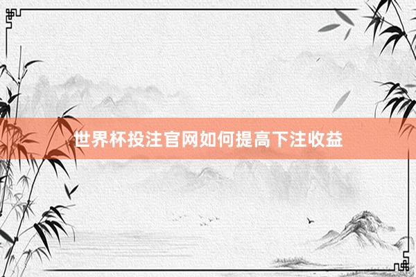 世界杯投注官网如何提高下注收益